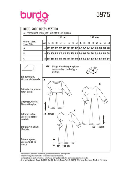 Patron de robe - Burda 5975