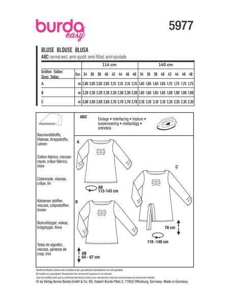 Patron de T-shirt - Burda 5977