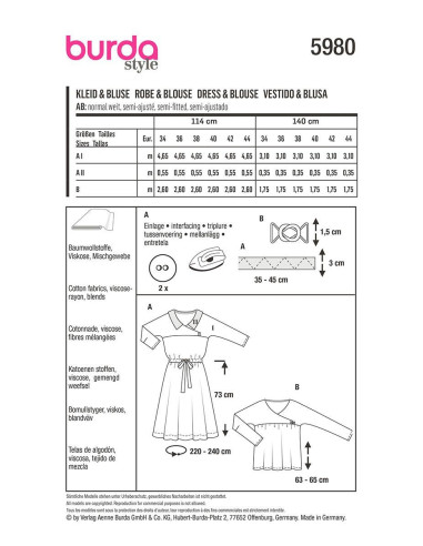 Patron de robe et blouse - Burda 5980
