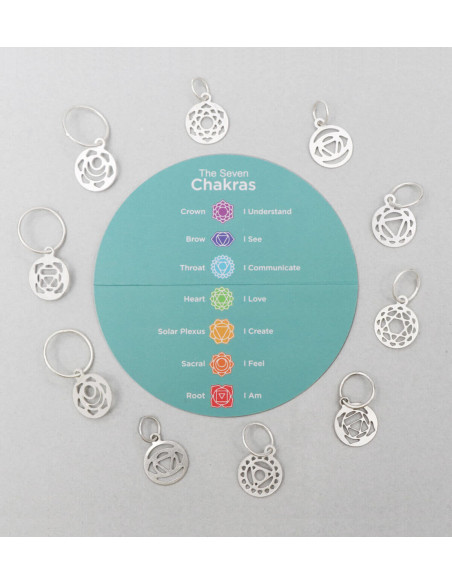 Set de marqueurs de mailles argent plaqué Chakra Mindful KnitPro