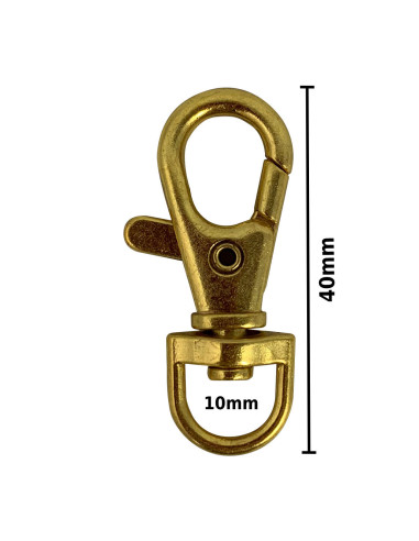 Mousqueton métal - Doré 40 x 10 mm