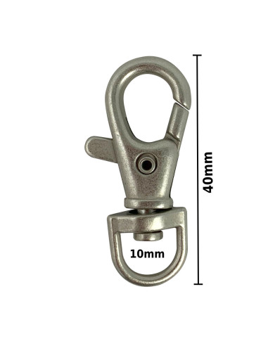 Mousqueton métal - Argent mat 40 x 10 mm