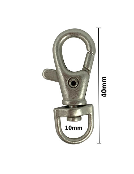 Mousqueton métal - Argent mat 40 x 10 mm
