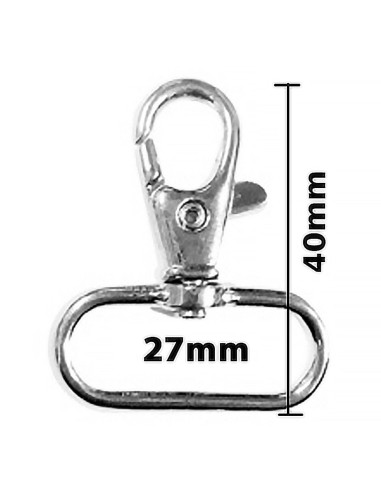 Mousqueton métal - Argent 40 x 27 mm