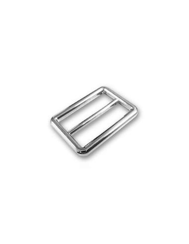 Boucle coulisse passant double finition inox - Argent 20 mm