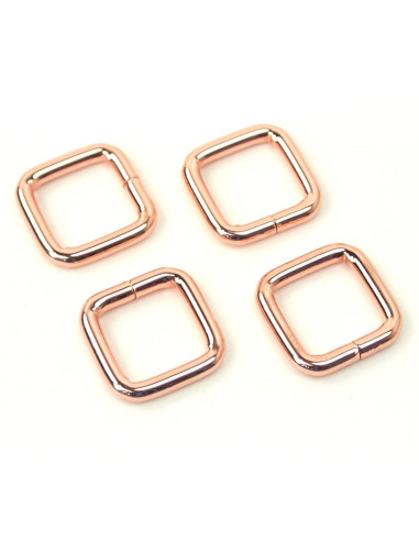 Set de 4 anneaux carrés - Or rose 12,7 mm