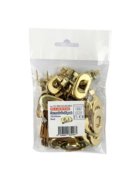 Lot de 20 fermoirs tourniquet ovale 35 x 20 mm - Or