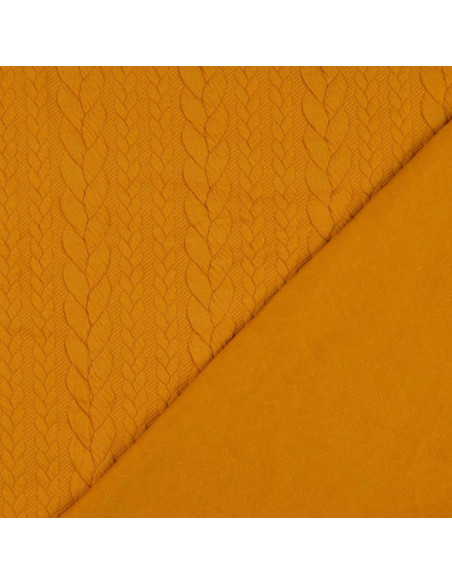 Tissu sweat torsade - Jaune soleil