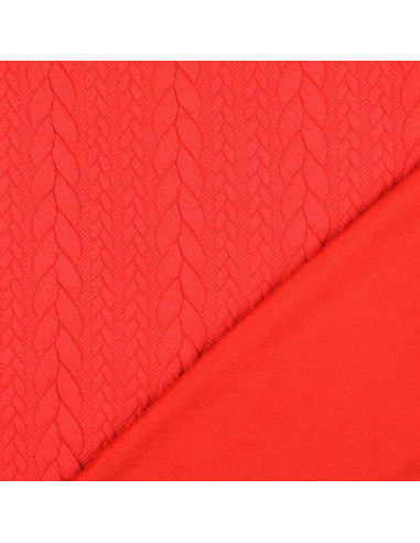 Tissu sweat torsade - Rouge