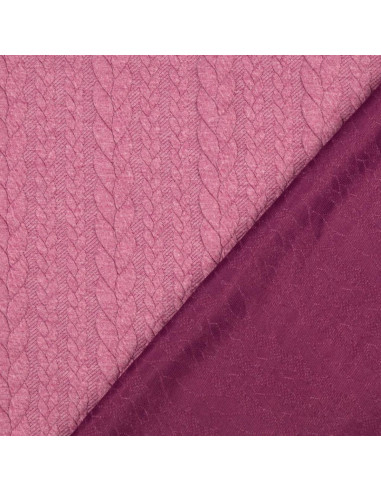 Tissu sweat torsade - Vieux rose foncé