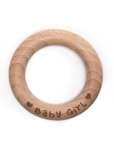 Anneau en bois de dentition 70 mm - Baby Girl