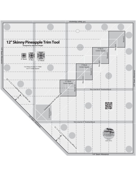 Règle 12" Skinny Pineapple Trim Tool Creative Grids