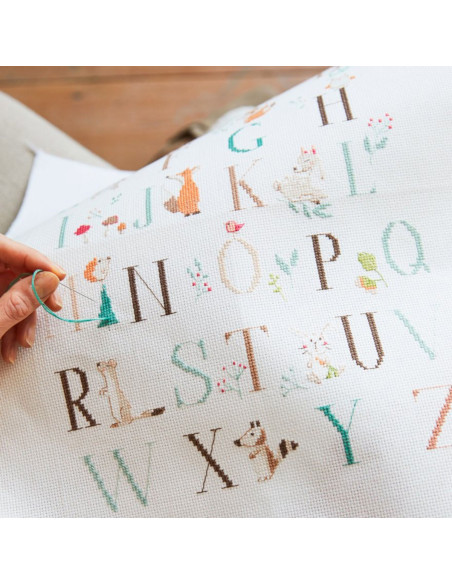 Kit broderie point de croix - Abécédaire animaux