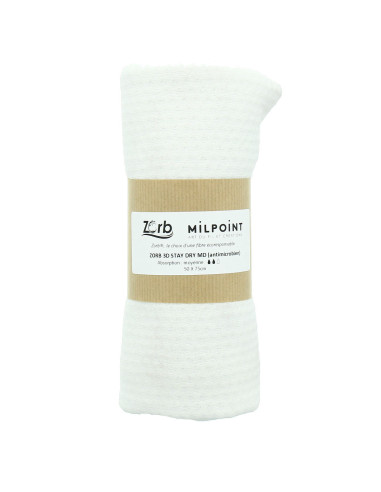 Coupon tissu absorbant moyen Zorb 3D Stay Dry antimicrobien 50 x 75 cm - Blanc