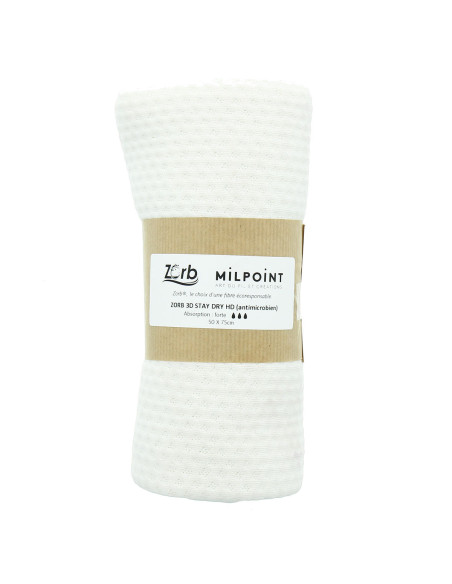 Coupon tissu absorbant fort Zorb 3D Stay Dry antimicrobien 50 x 75 cm - Naturel