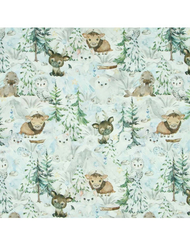 Tissu coton premium - Forêt enneigée