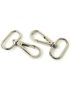Set de 2 mousquetons métal - Argent 25 mm