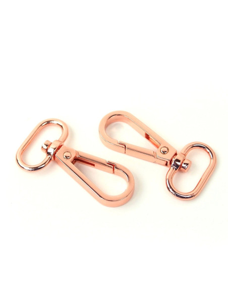 Set de 2 mousquetons métal - Or rose 19 mm