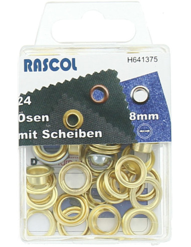 Boite 24 oeillets 8 mm avec outil de pose Rascol - Or