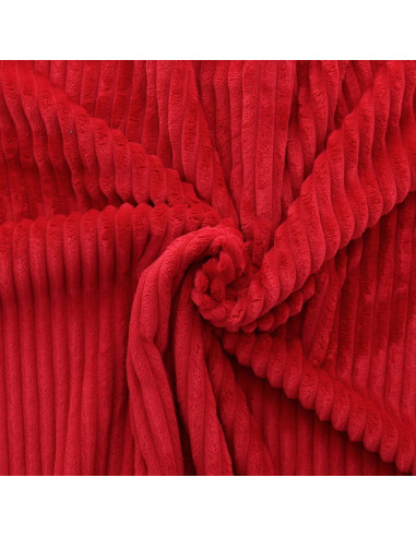 Tissu minky grosses côtes - Rouge
