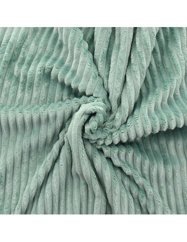 Tissu minky grosses côtes - Vert sauge