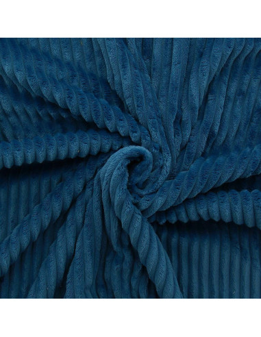 Tissu minky grosses côtes - Bleu pétrole