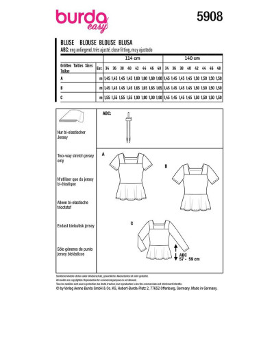 Patron de blouse - Burda 5908
