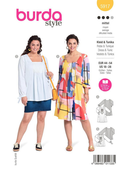 Patron de robe et tunique - Burda 5917