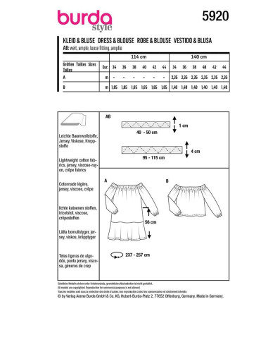 Patron de robe et blouse - Burda 5920