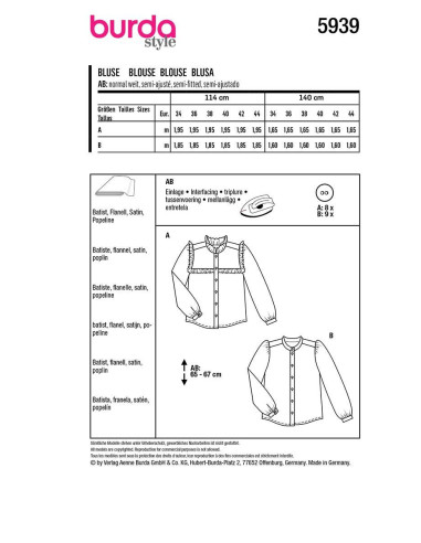 Patron de blouse - Burda 5939