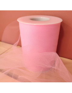 Ruban tulle - Rose - Rouleau de 40 mètres