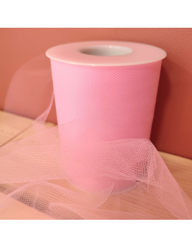 Ruban tulle - Rose - Rouleau de 40 mètres