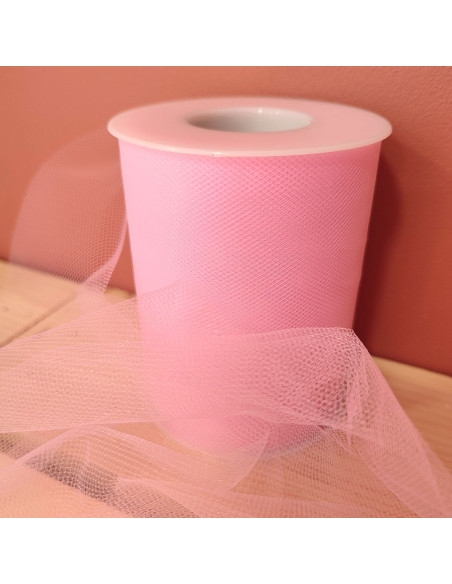 Ruban tulle - Rose - Rouleau de 40 mètres