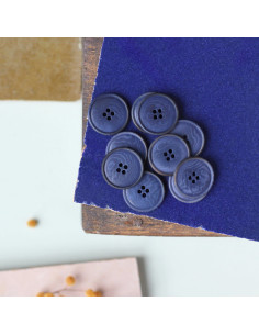 Bouton corozo à fin rebord 20 mm - Indigo