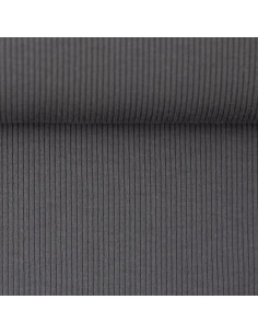 Tissu jersey coton maille fine côtelé - Gris foncé 2