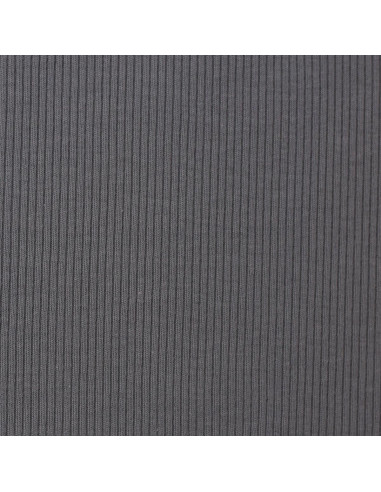 Tissu jersey coton maille fine côtelé - Gris foncé