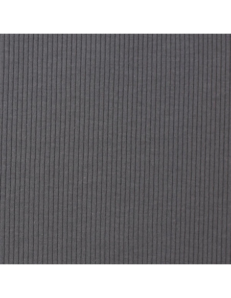 Tissu jersey coton maille fine côtelé - Gris foncé