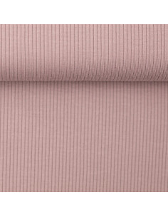 Tissu jersey coton maille fine côtelé - Vieux rose 2