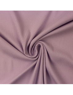 Tissu jersey coton maille fine côtelé - Lavande