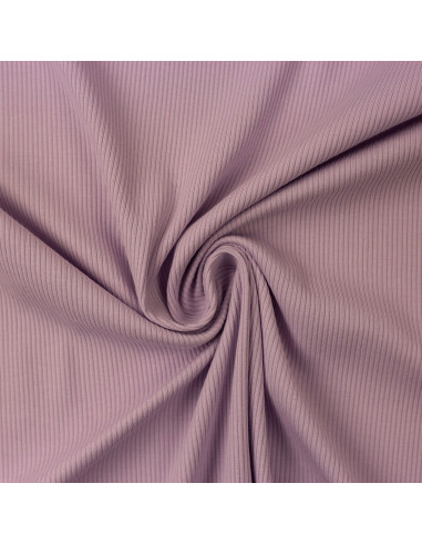 Tissu jersey coton maille fine côtelé - Lavande