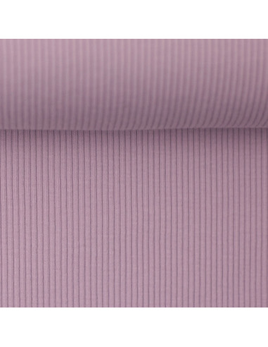 Tissu jersey coton maille fine côtelé - Lavande