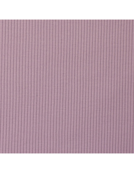 Tissu jersey coton maille fine côtelé - Lavande