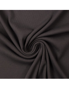 Tissu jersey coton maille fine côtelé - Gris anthracite