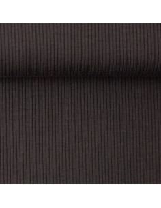 Tissu jersey coton maille fine côtelé - Gris anthracite 2