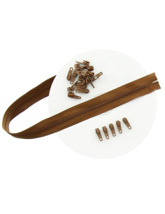 Rouleau de 10 mètres de fermeture nylon - Marron clair