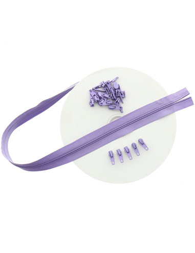Rouleau de 10 mètres de fermeture nylon - Lilas