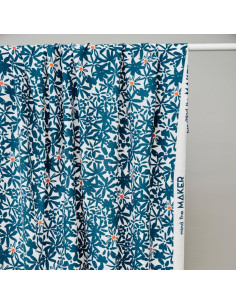 Tissu crêpe de viscose Flowery - Bleu océan