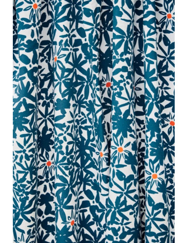 Tissu crêpe de viscose Flowery - Bleu océan