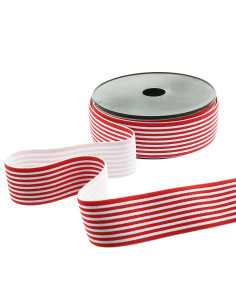 Elastique fantaisie rayures fines 40 mm - Rouge