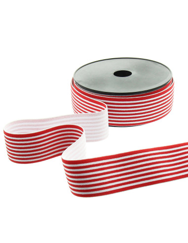 Elastique fantaisie rayures fines 40 mm - Rouge